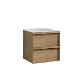 Studio servantskap i lys eik 60 cm med Solid Surface vask