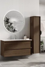 Studio servantskap i mørk eik 100 cm med Solid Surface vask - Bilde 2