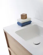Studio servantskap i mørk eik 100 cm med Solid Surface vask - Bilde 3