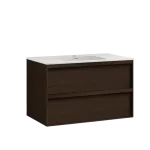 Studio servantskap i mørk eik 100 cm med Solid Surface vask