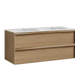 Studio servantskap lys eik 140 cm med Solid Surface dobbelvask